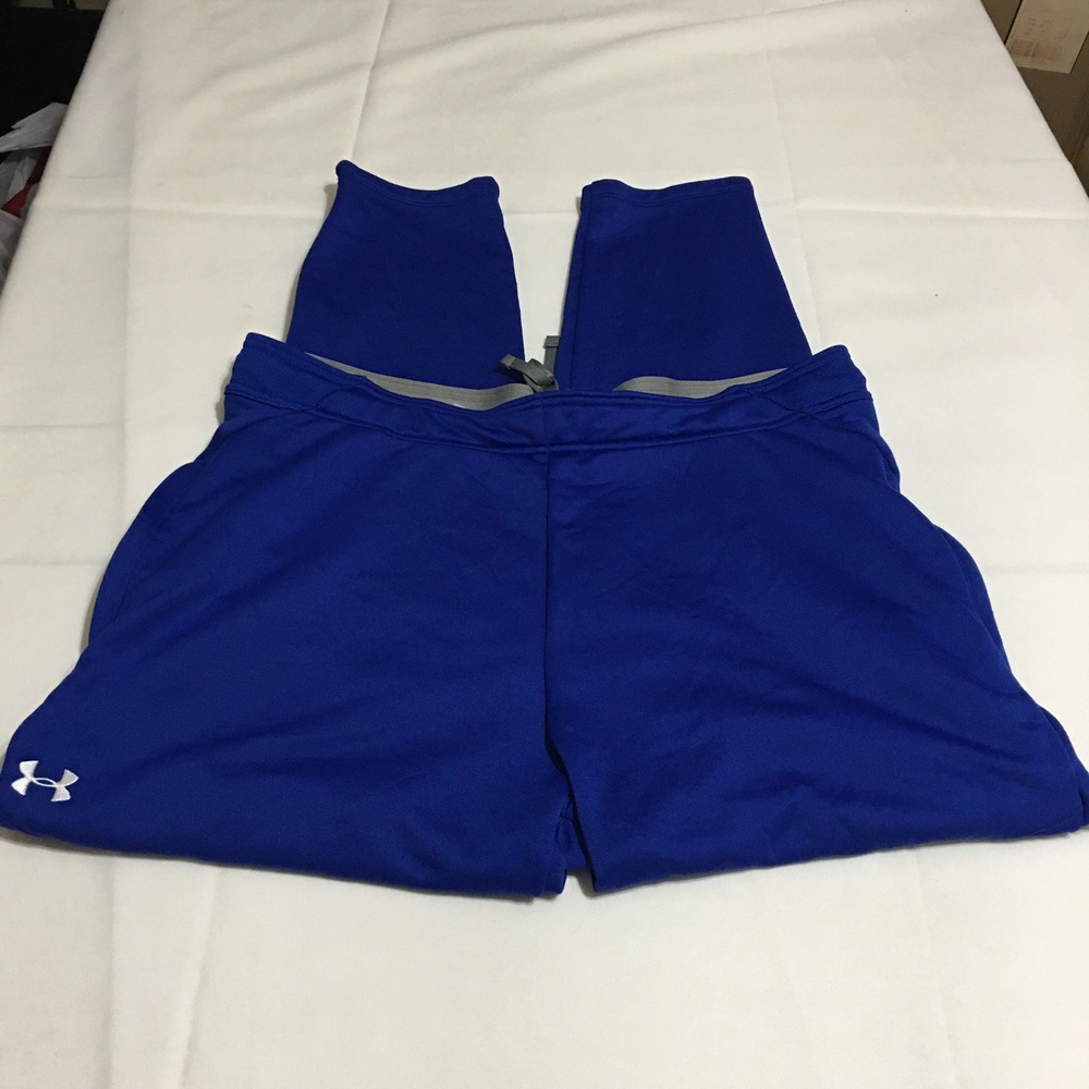 Under Armour ColdGear Joggers Men XL Blue Loose Fit Ankle Zip Athletic Pants